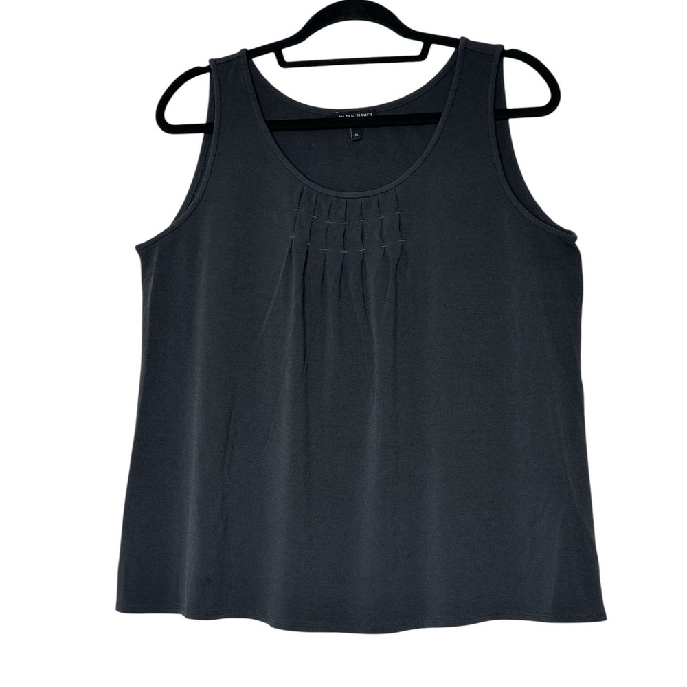EILEEN FISHER Top Women's Medium Gray Stretch Sleeveless Designer Career Basics